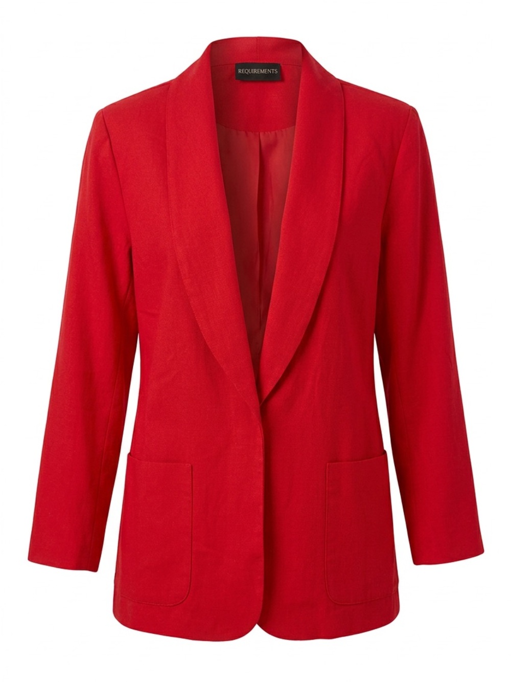 Requirements Red Open-Front Women's Blazer with Patch Pockets